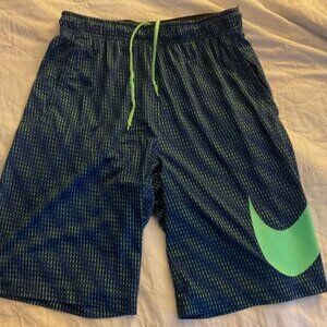 Nike Mens Gym Shorts Blue & Green Neon L Polyester Vintage Rare Basketball